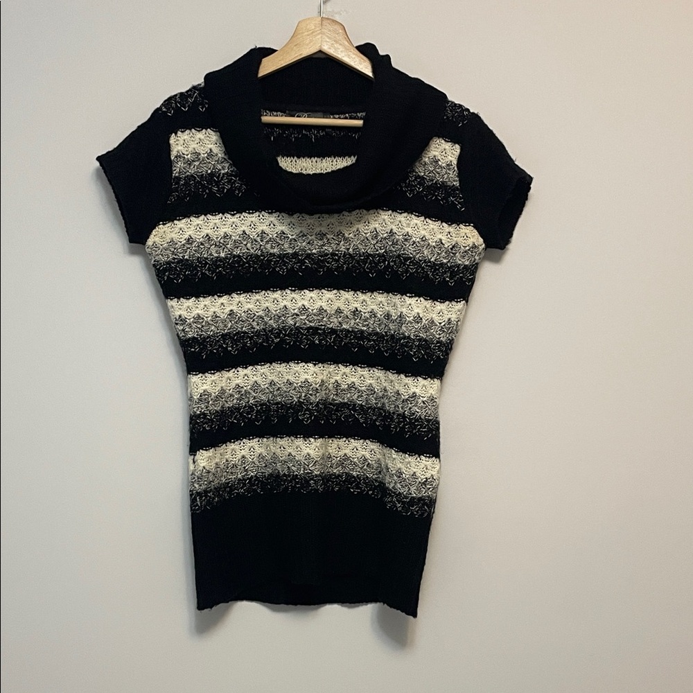 Black and Cream Striped Women's Sweater